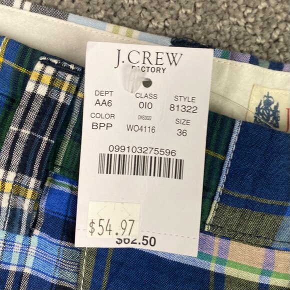 J. CREW Shorts Men's 36 Gramercy Patchwork Madras Plaid Cotton NWT - Picture 2 of 12